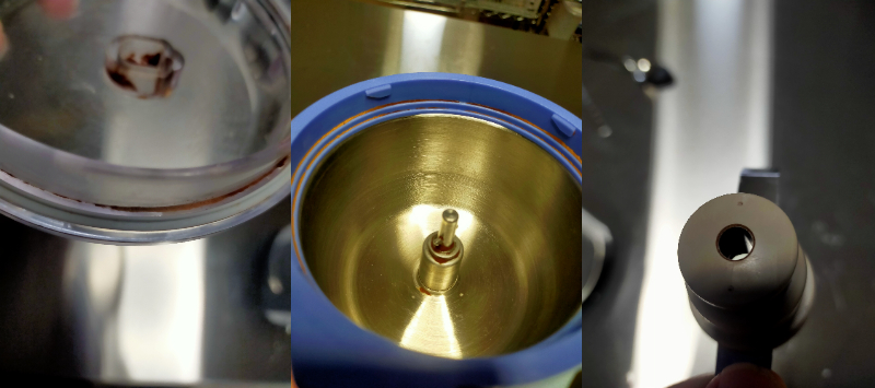 お湯で洗った後に残ったチョコレート汚れ